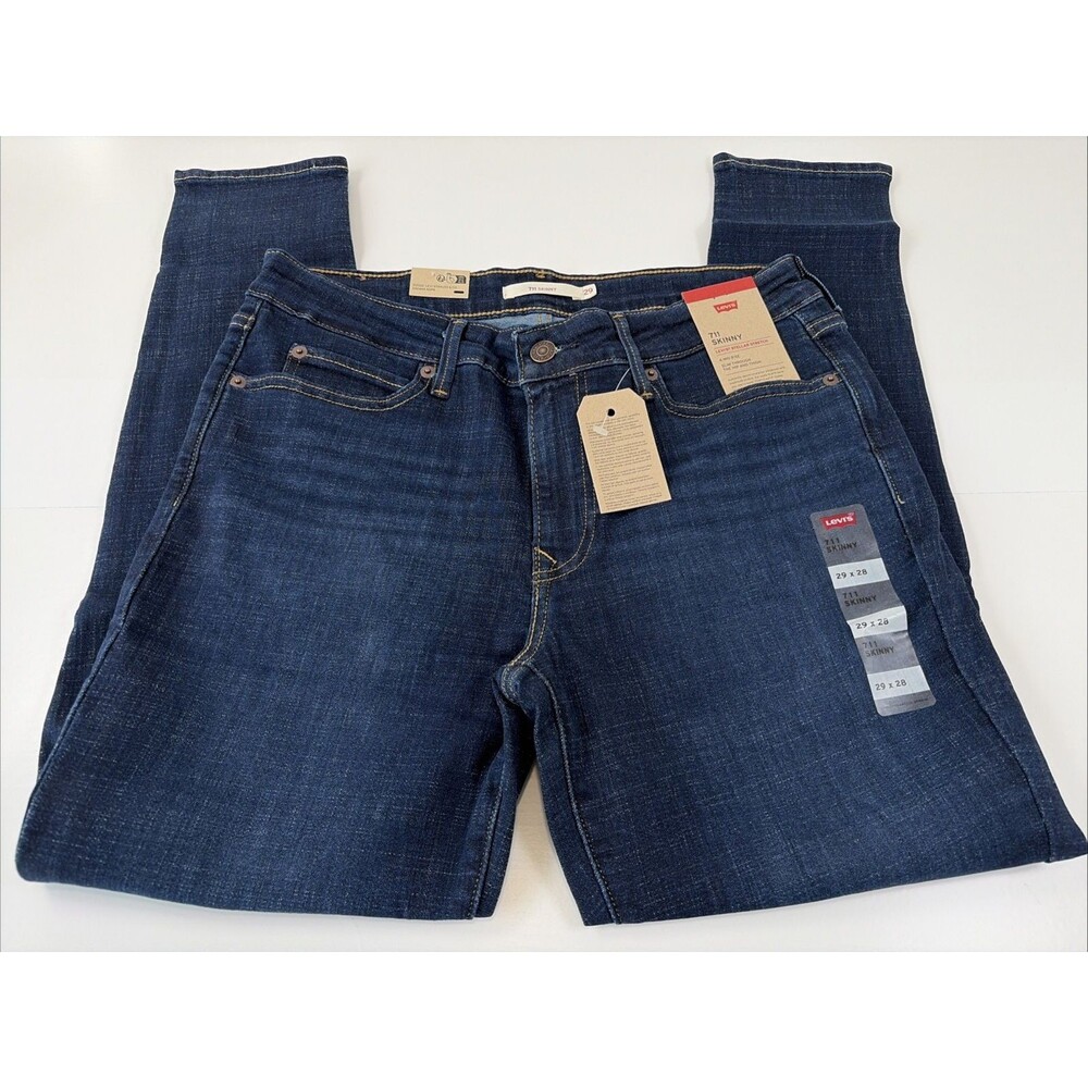LEVIS 711 Skinny Blue Denim Jeans Mid Rise Womens Size 29x28
